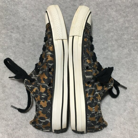Converse All Star Women 6 Shoes Low Top Shoe Cheetah Leopard Sneaker Brown Black - Picture 7 of 10